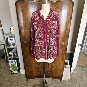 Johnny Was Burgundy Embroidered Detail